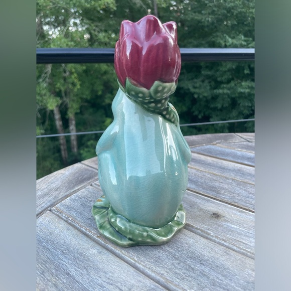 Majolica Frog / Lotus Vintage Candle Holder - Picture 4 of 8